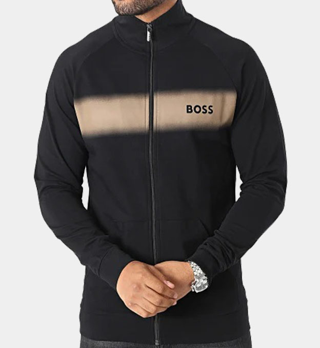 Hugo Boss Zip-Up Stripe Takki Miehet Musta