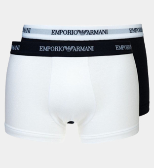 Emporio Armani 2 Pakkaus Boksereita Miehet Valkoinen Sininen