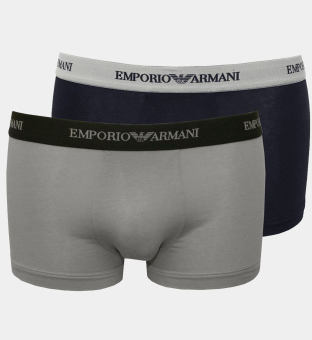 Emporio Armani 2 Pakkaus Boksereita Miehet Harmaa Tummansininen Sininen
