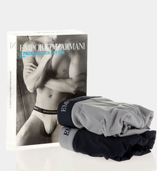 Emporio Armani 2 Pakkaus Slips Miehet Harmaa Tummansininen Sininen