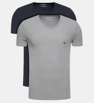 Emporio Armani 2 Pakkaus T-paidat Miehet Musta Harmaa