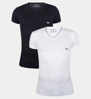 Emporio Armani 2 Pakkaus T-paidat Miehet Valkoinen Tummansininen Sininen