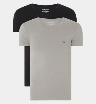 Emporio Armani 2 Pakkaus T-paidat Miehet Harmaa Tummansininen Sininen