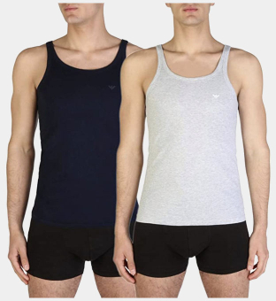 Emporio Armani 2 Pakkaus Tank Tops Miehet Tummansininen Sininen Heat