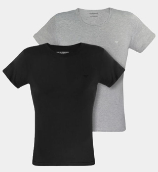 Emporio Armani 2 Pakkaus T-paidat Miehet Musta Heather