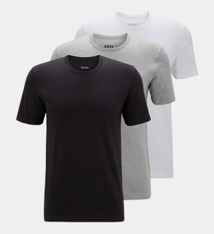 Hugo Boss 3 Pakkaus T-paidat Miehet Musta Valkoinen Harmaa
