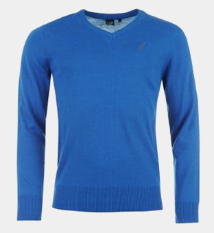 Propeller V-Neck Knitted Villapaita Miehet Kuninkaallisen Sininen