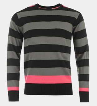 Propeller Stripe Knitted Villapaita Miehet Musta Harmaa