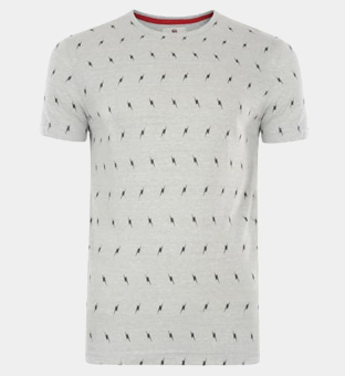 Bellfield Kevytning Bolt Print T-paita Miehet Harmaa