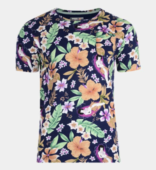Bellfield Hawaiian Print T-paita Miehet Tummansininen