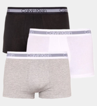 Calvin Klein 3 Pakkaus Trunks Miehet Harmaa-Musta-Valkoinen