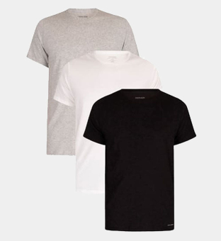 Calvin Klein 3 Pakkaus T-paidat Miehet Musta Valkoinen Harmaa