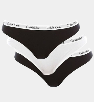 Calvin Klein 3 Pakkaus Stringit Naisten Musta Valkoinen