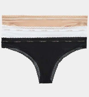 Calvin Klein 3 Pakkaus Stringit Naisten Musta Valkoinen Hone